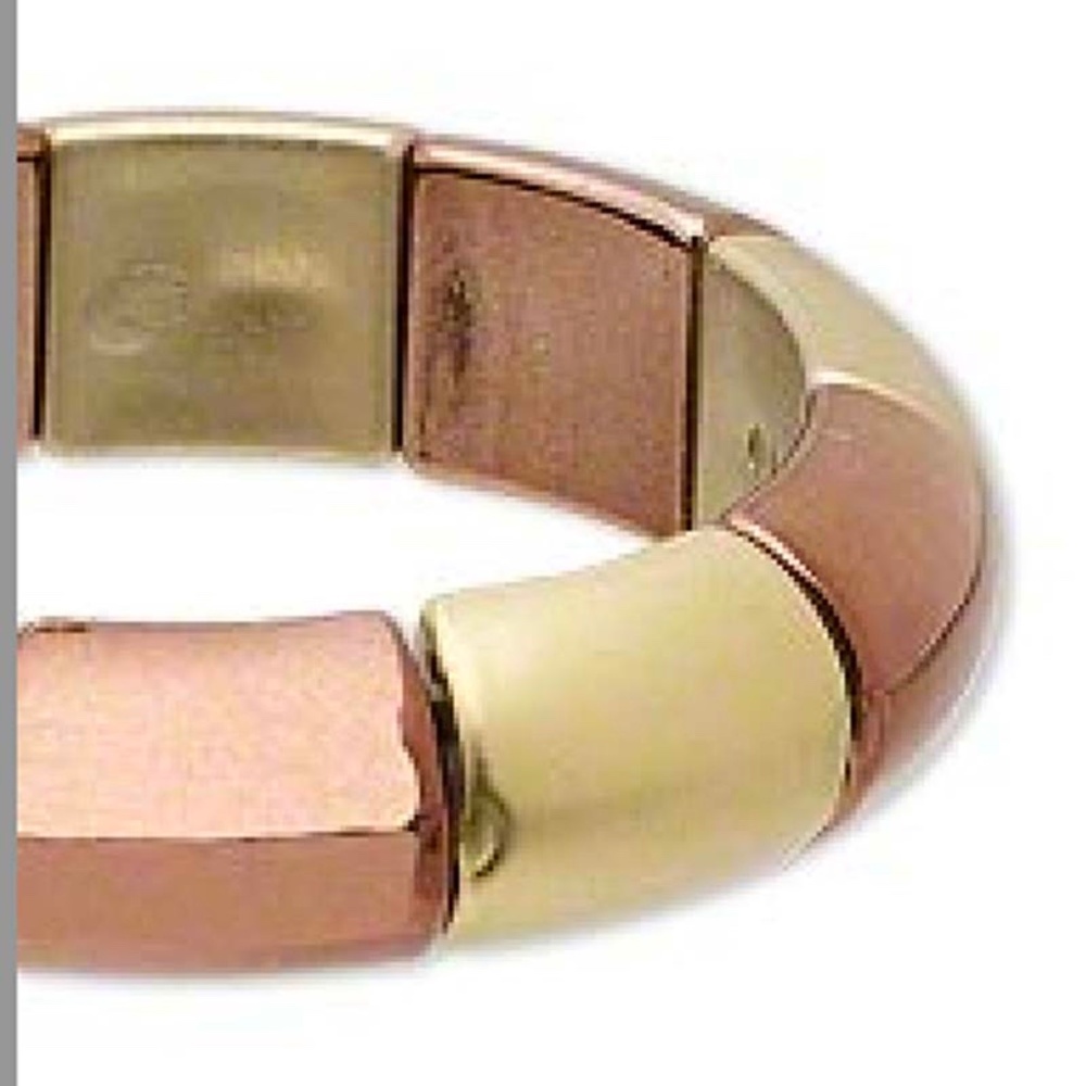 3 BRACELETS, Metalic Metal Tones, Acrylic, Stretchy, TAGS ON, NEW